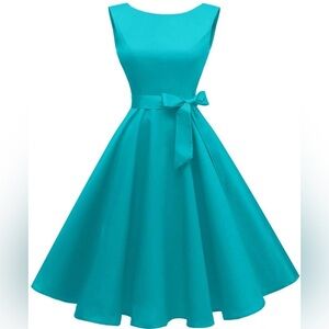 Hanpceirs Women's Boatneck Sleeveless Swing Vintage 1950s Cocktail Dress Size XS